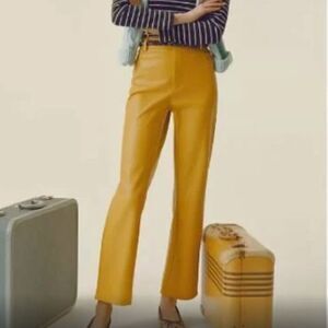 Women Anthropologie Avec Les Filles Lettie Straight Faux Leather Pants Yellow 14